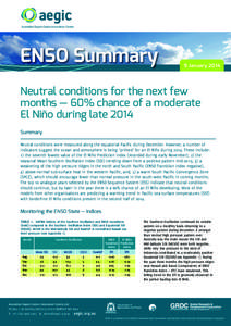Australian Export Grains Innovation Centre  ENSO Summary 9 January 2014
