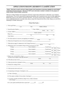 Microsoft Word - APPLICATION FOR IOWA RESIDENT CLASSIFICATION.doc