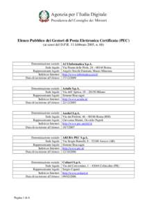 Elenco Pubblico dei Gestori di Posta Elettronica Certificata (PEC)