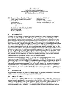 State of Vermont NATURAL RESOURCES BOARD DISTRICT #4 ENVIRONMENTAL COMMISSION 111 West Street Essex Jct., VT[removed]RE: Bernard A. Giroux Trust; June T. Giroux