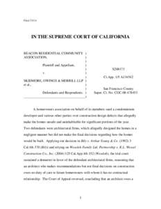 Filed[removed]IN THE SUPREME COURT OF CALIFORNIA BEACON RESIDENTIAL COMMUNITY ) ASSOCIATION,