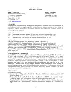 ALLEN S. PARRISH OFFICE ADDRESS: Department of Computer Science The University of Alabama Tuscaloosa, AL[removed]Phone: ([removed]