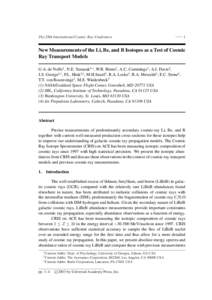 The 28th International Cosmic Ray Conference  1 New Measurements of the Li, Be, and B Isotopes as a Test of Cosmic Ray Transport Models