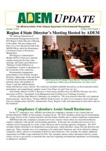 UPDATE The official newsletter of the Alabama Department of Environmental Management January 5, 2015 Volume VIII, Number 1