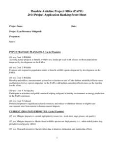 Pinedale Anticline Project Office (PAPO[removed]Project Application Ranking Score Sheet Project Name: