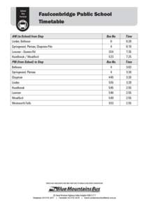 School Bus Services Faulconbridge Public School Timetable