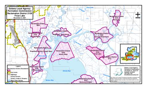 ¦ ¨ § Solano Local Agency Formation Commission Reclamation District 2129