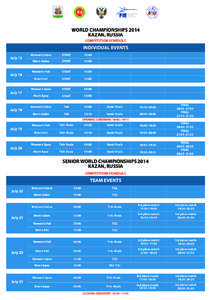 WORLD CHAMPIONSHIPS 2014 KAZAN, RUSSIA COMPETITION SCHEDULE INDIVIDUAL EVENTS July 15