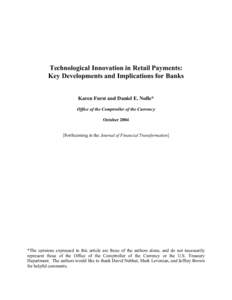 Technological Innovation in Retail Payments: Key Developments and Implications for Banks