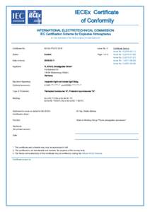 IECEx Certificate of Conformity INTERNATIONAL ELECTROTECHNICAL COMMISSION IEC Certification Scheme for Explosive Atmospheres for rules and details of the IECEx Scheme visit www.iecex.com