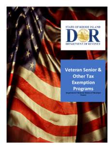 Veteran Senior & Other Tax Exemption Programs Department of Revenue Division of Municipal Finance