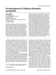 DOI: s00267Y  Fire Management of California Shrubland Landscapes JON E. KEELEY U.S. Geological Survey