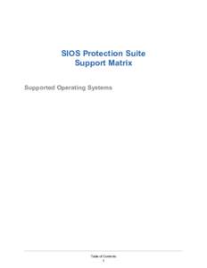 SIOS Protection Suite Support Matrix Supported Operating Systems Table of Contents 1