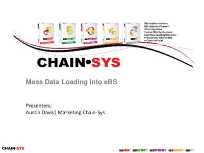 Mass Data Loading Into eBS  Presenters: Austin Davis| Marketing Chain-Sys  CHAIN•SYS