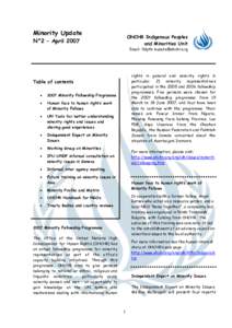 Minority Update  OHCHR Indigenous Peoples and Minorities Unit  N°2 – April 2007