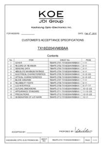 DATE : Feb. 6th ,2015  FOR MESSRS : CUSTOMER’S ACCEPTANCE SPECIFICATIONS