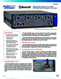 DATASHEET  Bluetooth option for APx Built-in Bluetooth wireless technology for APx audio analyzers