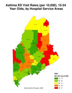 Asthma ED Visit Rates (per 10,000), 15-34 Year Olds, by Hospital Service Areas Caribou Fort Kent
