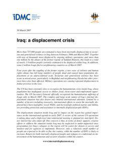 30 March[removed]Iraq: a displacement crisis