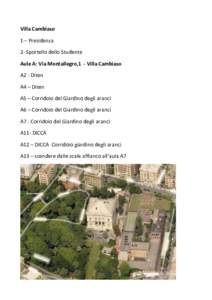 Villa Cambiaso 1 – Presidenza 2- Sportello dello Studente Aule A: Via Montallegro,1 - Villa Cambiaso A2 - Diten A4 – Diten