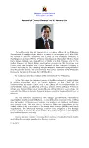 Philippine Consulate General Los Angeles, California Resumé of Consul General Leo M. Herrera-Lim  Consul General Leo M. Herrera-Lim is a career officer of the Philippine