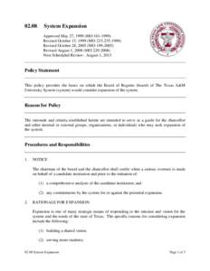 System Expansion Approved May 27, 1999 (MORevised October 15, 1999 (MORevised October 28, 2005 (MO)