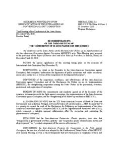 MECHANISM FOR FOLLOW-UP ON IMPLEMENTATION OF THE INTER-AMERICAN CONVENTION AGAINST CORRUPTION OEA/Ser.L/XXIII.2.3 MESICIC/CEP-III/doc.4/10 rev. 1