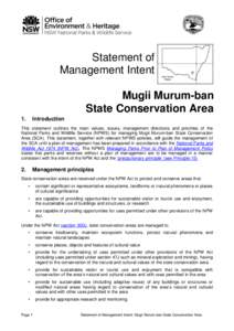 Statement of Management Intent Mugii Murum-ban State Conservation Area 1.