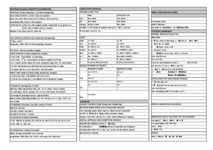 DEFENSIVE AND COMPETITIVE BIDDING OVERCALLS (Style; Responses; 1/2 level; Reopening)