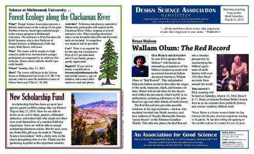 DeSiGn Science ASSociAtion  Science at Multnomah University. . . newsletter