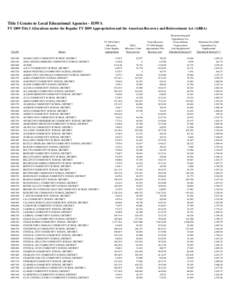 Title I Grants to Local Educational Agencies - IOWA FY 2009 Title I Allocations under the Regular FY 2009 Appropriation and the American Recovery and Reinvestment Act (ARRA) LEA ID[removed]