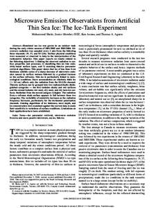 IEEE TRANSACTIONS ON GEOSCIENCE AND REMOTE SENSING, VOL. 47, NO. 1, JANUARY[removed]Microwave Emission Observations from Artificial Thin Sea Ice: The Ice-Tank Experiment
