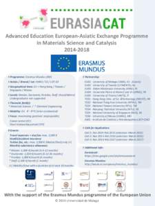 Advanced Education European-Asiatic Exchange Programme in Materials Science and Catalysis ◊ Programme: Erasmus Mundus (EM)