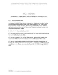 Confederated Tribes of the Coos, Lower Umpqua and Siuslaw Indians, Tribal Code - Ch 8-4 Conformity with Designated Building Codes