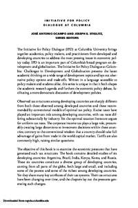 INITIATIVE FOR POLICY DIALOGUE AT COLUMBIA JOSÉ ANTONIO OCAMPO AND JOSEPH E. STIGLITZ, SERIES EDITORS