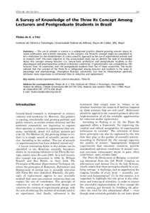 ATLA 42, 129–136, [removed]A Survey of Knowledge of the Three Rs Concept Among Lecturers and Postgraduate Students in Brazil