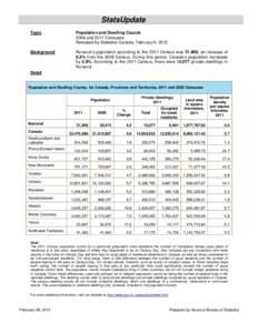 Microsoft Word - StatsUpdate_Population and Dwelling Counts_2011 Census.doc