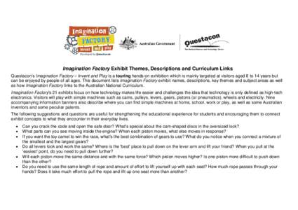 Questacon Imagination Factory Teacher Notes