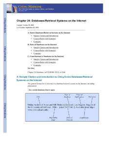 Citing Medicine  Chapter 24: Databases/Retrieval Systems on the Internet