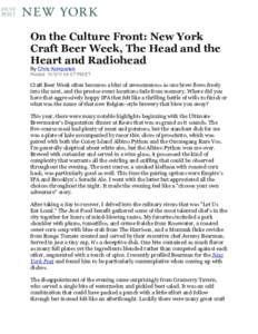 On the Culture Front: New York Craft Beer Week, The Head and the Heart and Radiohead By Chris Kompanek Posted: [removed]:07 PM ET