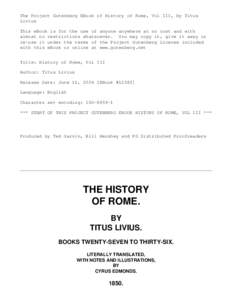 The Project Gutenberg eBook of The History of Rome; Books Nine to Twenty-Six, by Titus Livius