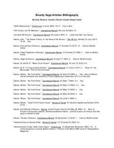 Bounty Saga Articles Bibliography By Gary Shearer, Curator, Pitcairn Islands Study Center 