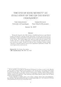 The End of Bank Secrecy? An Evaluation of the G20 Tax Haven Crackdown