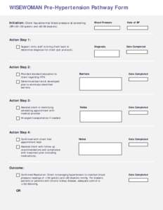 WISEWOMAN Pre-Hypertension Pathway Form Initiation: Client has abnormal blood pressure at screening Blood Pressure  Date of BP
