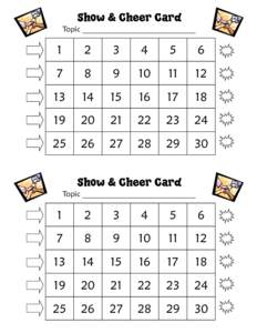 Show & Cheer Card Topic ______________________________ 1  2