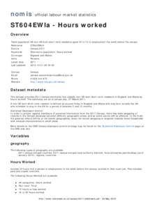 nomis  official labour market statistics ST604EWla - Hours worked Overview