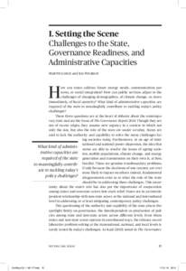I. Setting the Scene Challenges to the State, ­Governance Readiness, and ­Administrative Capacities Martin Lodge and Kai Wegrich