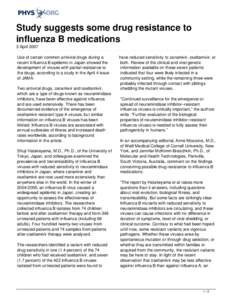 Study suggests some drug resistance to influenza B medications