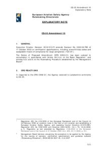 CS-25 Amendment 10 Explanatory Note European Aviation Safety Agency Rulemaking Directorate