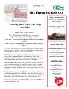 January[removed]NC Farm to School What’s in the Truck? January 12 - Apples Slices, Sweet Potatoes